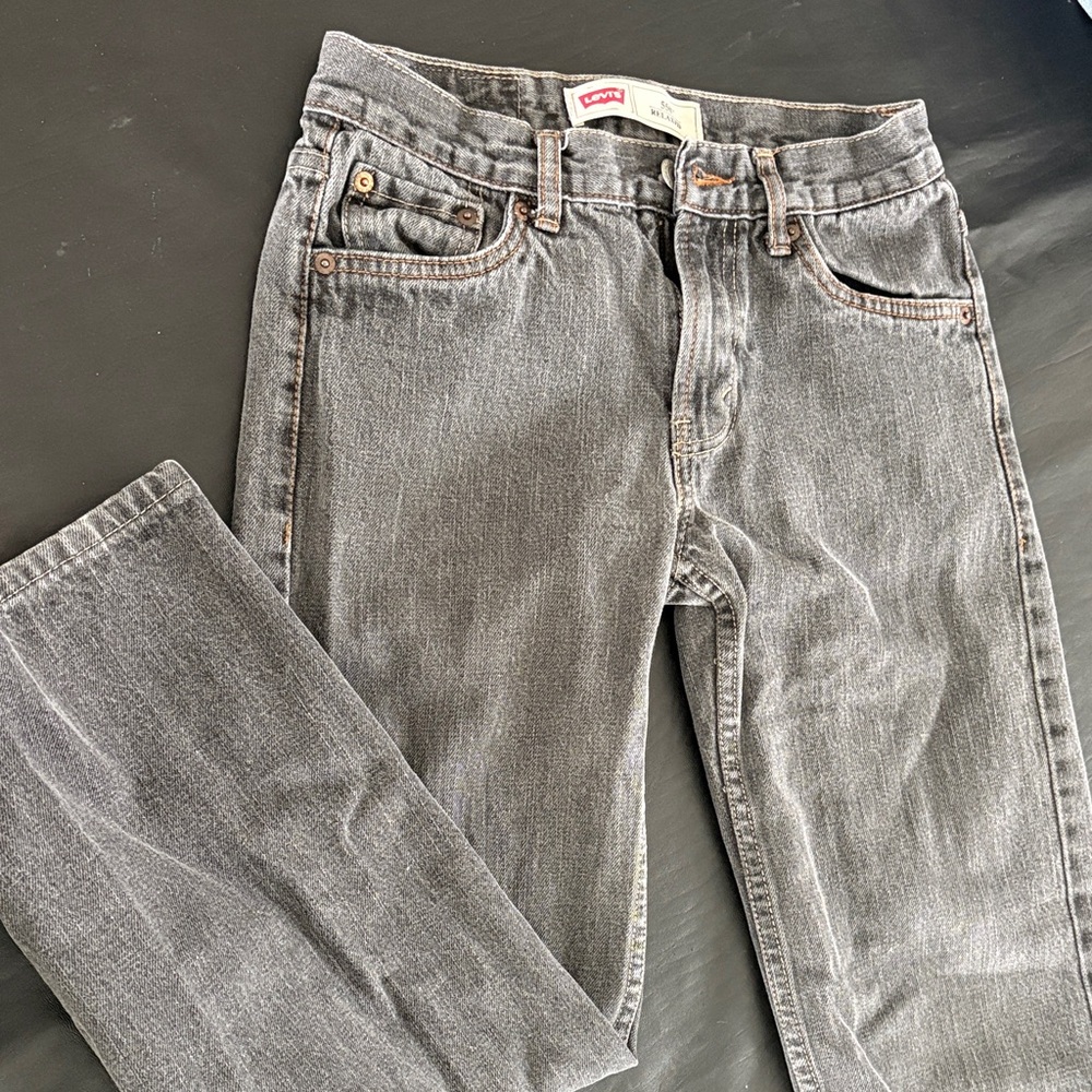Levi's 550 Relaxed size 12 regular dark Gray Straight Wide Leg Jeans